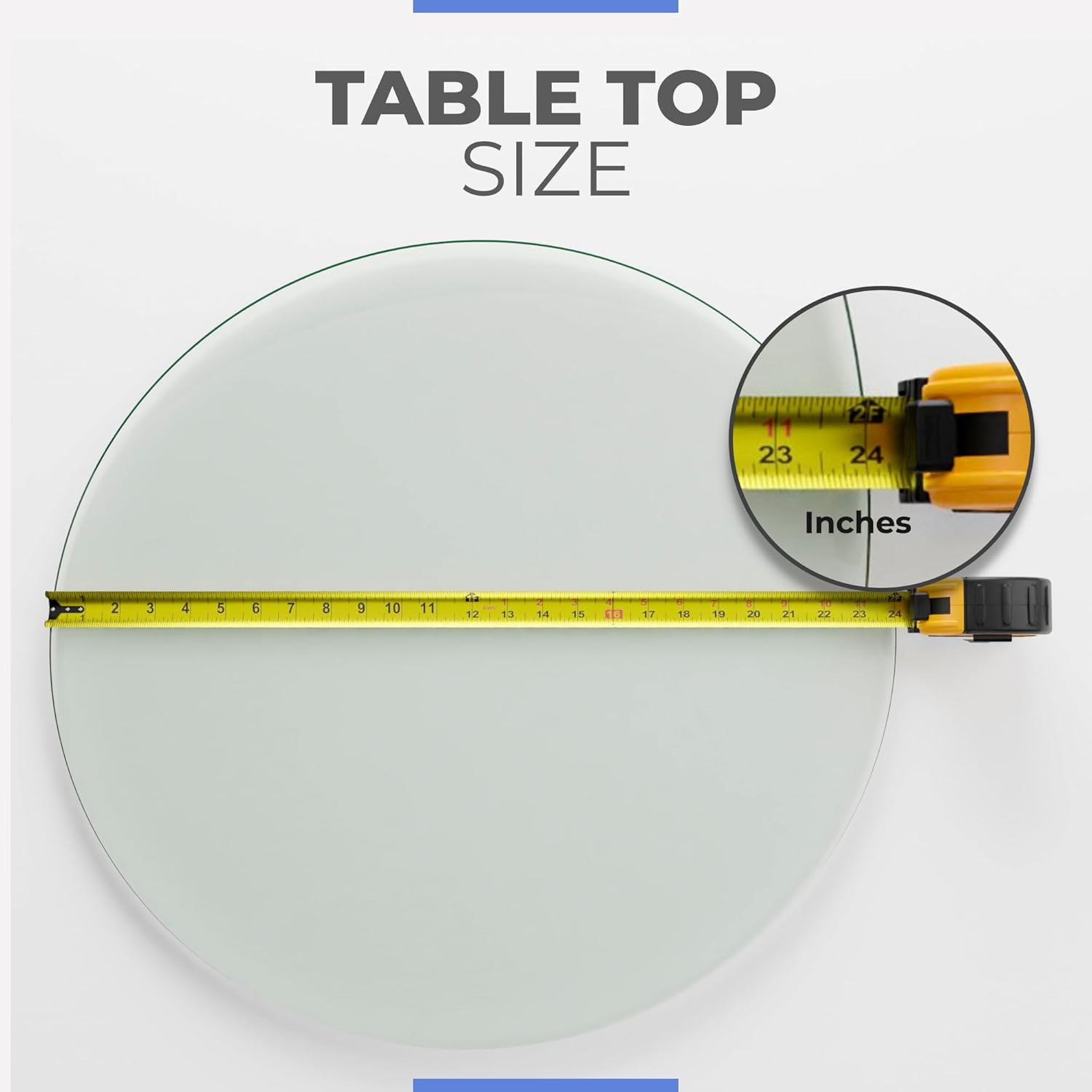 24 Inch Round Glass Table Top 1/4 Thick Flat Polish Edge Tempered by Fab Glass and Mirror